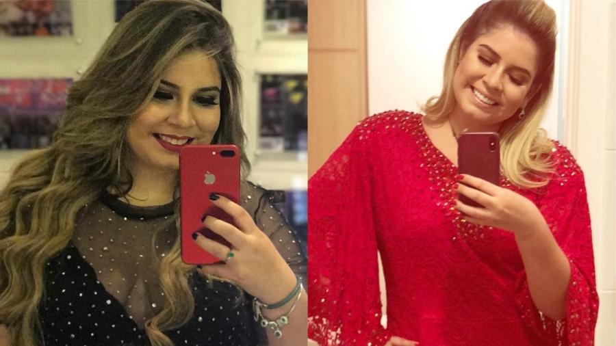 Marilia Mendonça antes e depois de perder alguns quilos após mudar hábitos - Montagem/Instagram