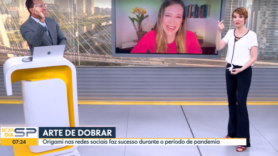Rodrigo Bocardi confundiu coração com avião de origami durante o Bom Dia São Paulo - Reprodução/TV Globo