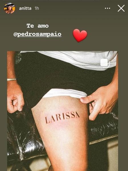 DJ Pedro Sampaio tatua "Larissa" na coxa e Anitta faz graça em rede social - Reprodução/Instagram