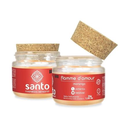 Flamme d'amour - vela aromática morango 30g Santo Sexo (preço sugerido R$ 31,67) - divulgação - divulgação