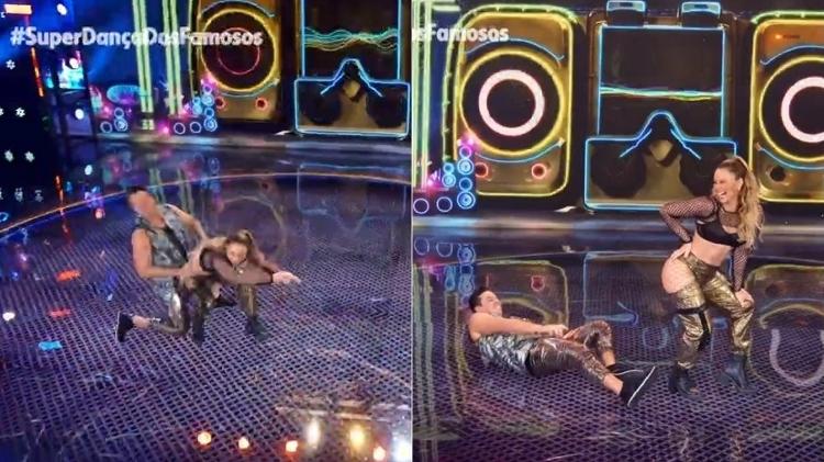 Paolla derruba parceiro com bundada - Reprodução/TV Globo - Reprodução/TV Globo