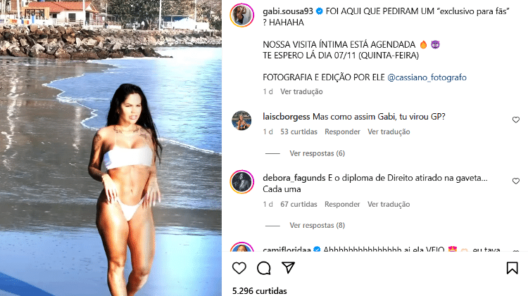 Gabriela Sousa, esposa de Nego Di, anuncia venda de conteúdo adulto