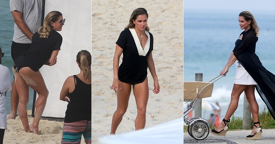 29.mar.2016 - Deborah Secco fez um ensaio fotográfico no calçadão da praia da Barra da Tijuca, no Rio. Em uma das imagens - Dilson Silva/AgNews