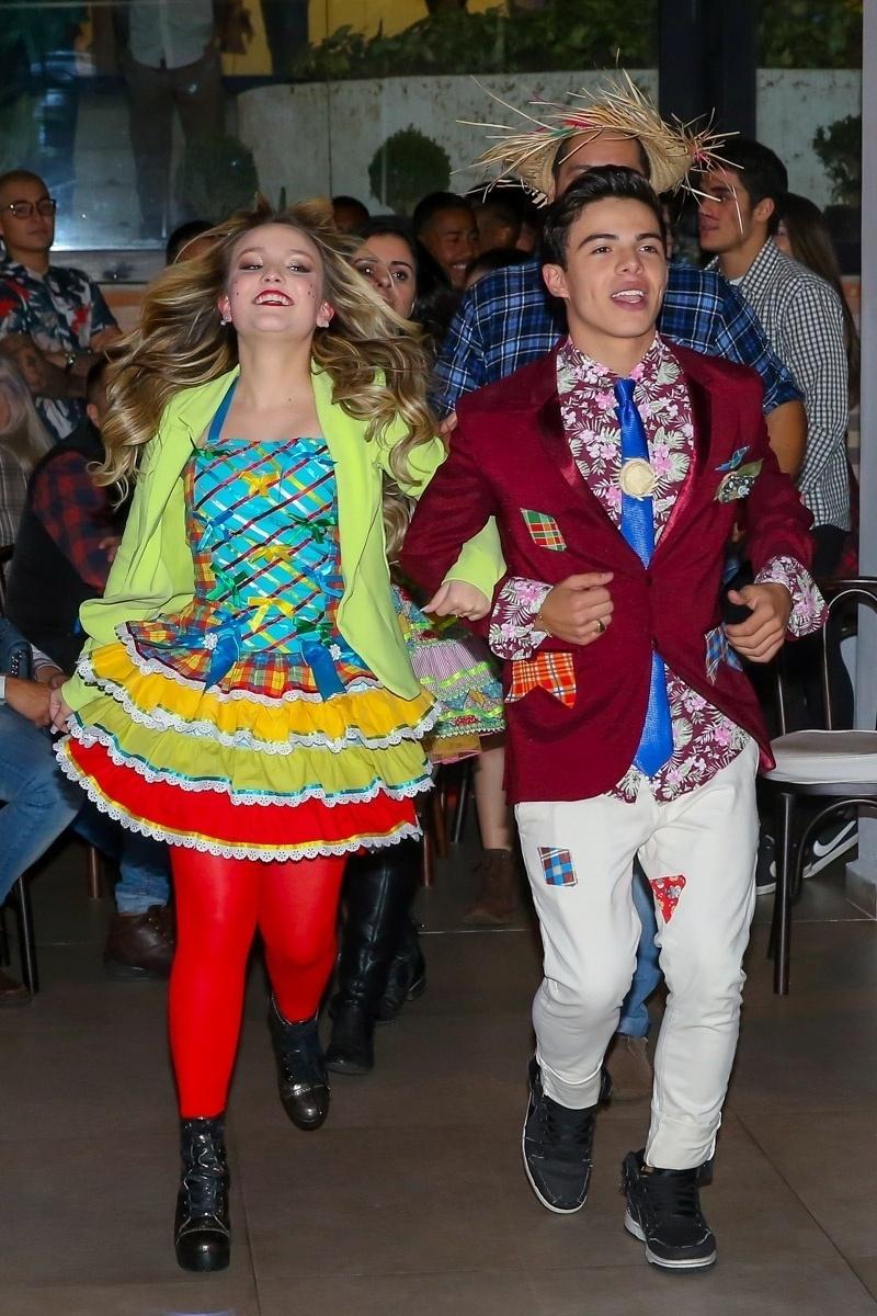 Thomaz Costa comemora aniversário com festa junina realizada no Espaço Aya, em São Paulo. O ator de "Carrossel", que completou 17 anos, dançou quadrilha com a ex-namorada, Larissa Manoela - Manuela Scarpa/Brazil News