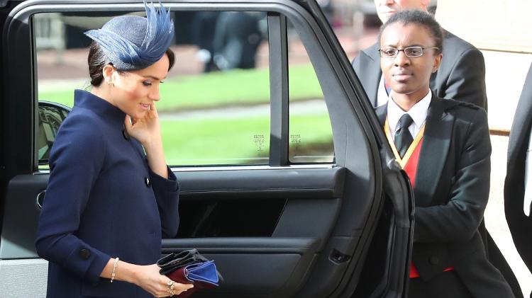 Meghan, a duquesa de Sussex, na chegada à cerimônia do casamento da princesa Eugenie - Getty Images - Getty Images