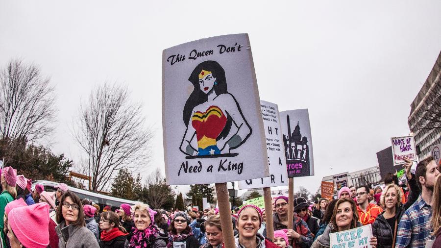 Participantes da Marcha das Mulheres em Washington (EUA), em 2017 - Bill Tompkins/Getty Images