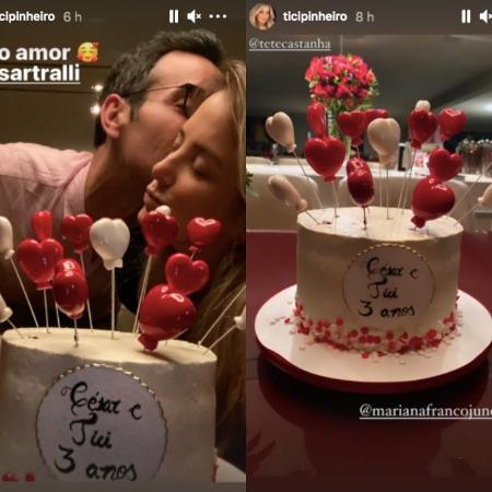 Ticiane Pinheiro e Cesar Tralli comemoraram três anos de casamento com um jantar - Reprodução/Instagram
