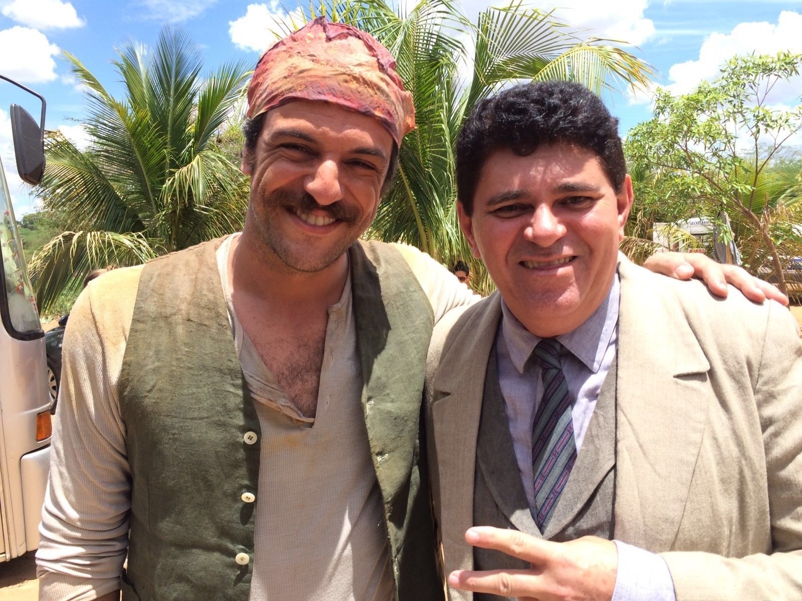 Rodrigo Lombardi e Batoré nos bastidores gravação de "Velho Chico" - Ivann Gomes/Arquivo pessoal