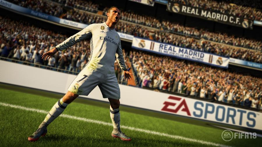 A tradicional comemoração de Cristiano Ronaldo ganhou som em "FIFA 18" - e isso a deixou bem estranha - Divulgação
