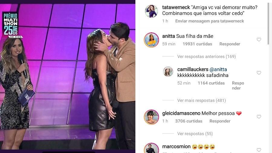 Tatá Werneck faz post zoando beijo de Anitta, que comenta - Reprodução/Instagram