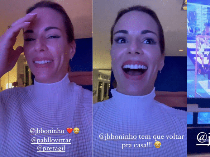 Ana Furtado se diverte ao ver Boninho invadindo festa do 'BBB'