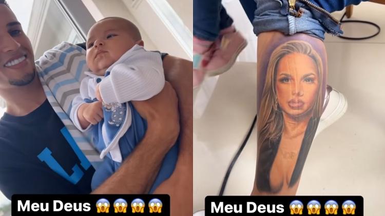 A Fazenda 2022: Deolane mostra filho e tatuagem de seu rosto na perna de fã - Reprodução/Instagram - Reprodução/Instagram