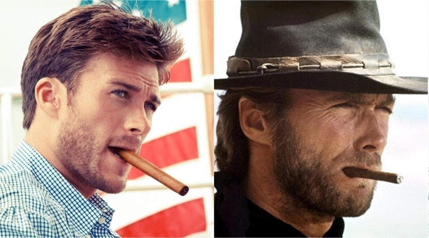 Scott Eastwood imitou pose clássica e ficou a cara do pai, o diretor e ator de cinema Clint Eastwood - Reprodução e Divulgação