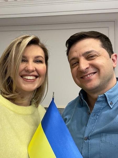 A primeira-dama da Ucrânia Olena Zelenska ao lado do marido, o presidente Volodymyr Zelensky - Reprodução/Instagram @olenazelenska_official