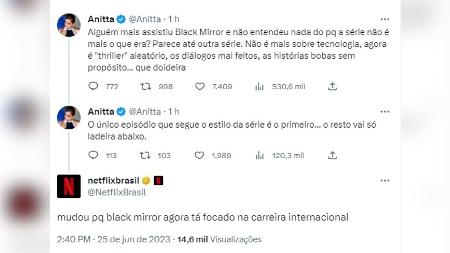 A Netflix responder a Anitta é MUITO BLACK MIRROR!