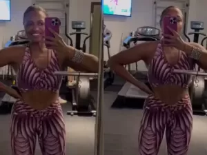 Após perder 25kg, Gaby Amarantos posa na academia com look justinho