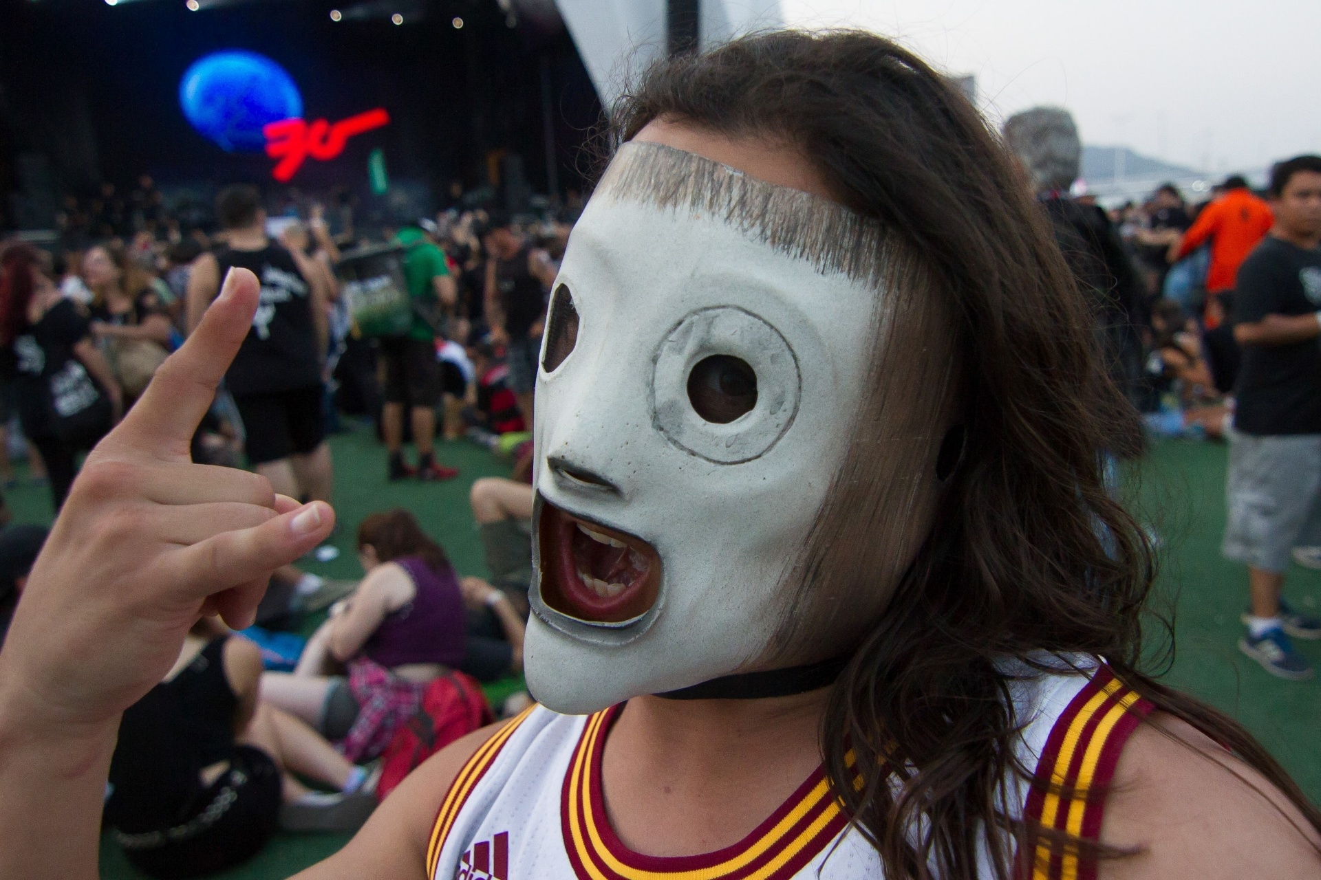 25.set.2015 - Fãs do Sliknot aguardam o show da banda no quinto dia do Rock in Rio 2015 - Luciano Belford/Agência Estado