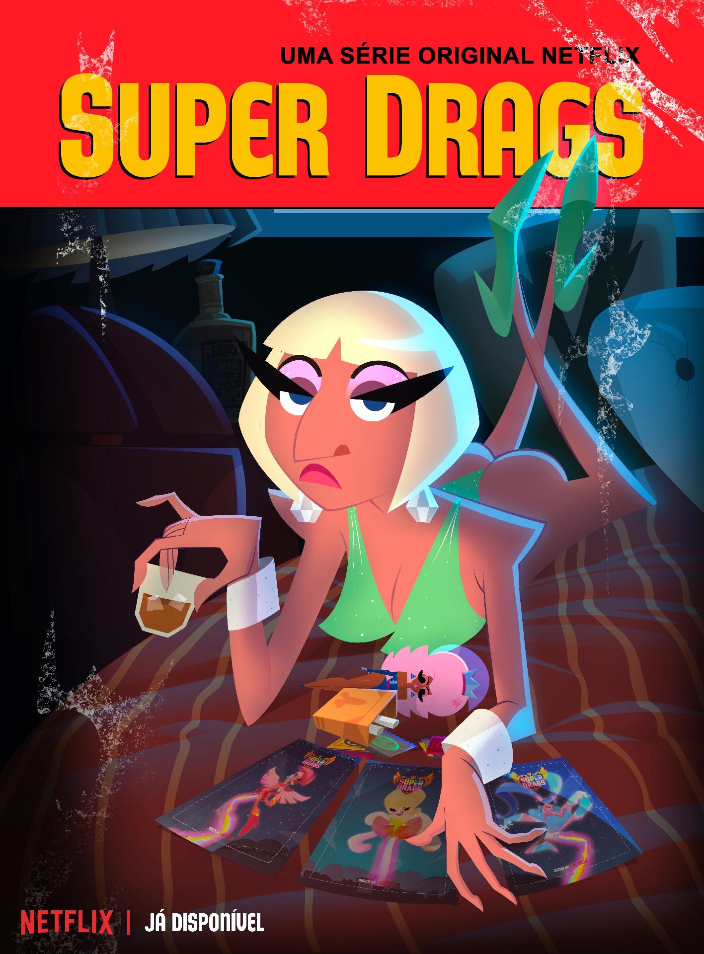 Vedete Champanhe se transformou em Uma Thurman no pôster de "Super Drags" inspirado em "Pulp Fiction" - Divulgação/Netflix