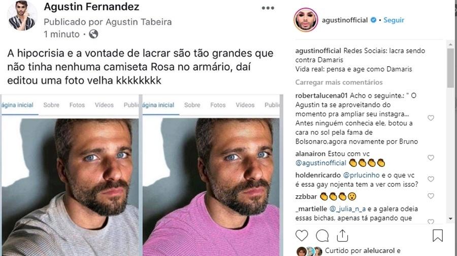 O maquiador Agustín Fernandez detonou Bruno Gagliasso no Instagram - Reprodução/Instagram