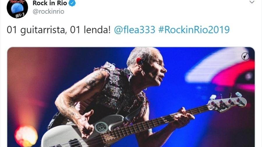 Flea, baixista do Red Hot Chili Peppers, é chamado de "guitarrista" pelo Rock in Rio no Twitter - Reprodução/Twitter/rockinrio