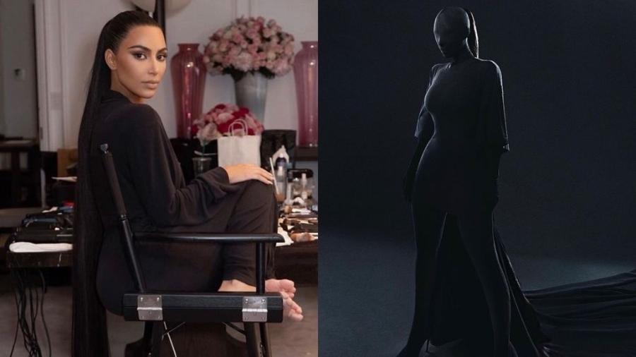 Kim Kardashian passou horas fazendo a maquiagem antes de cobrir o rosto - Reprodução/Instagram
