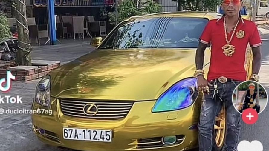 Empresário vietnamita com carro dourado no TikTok - Reprodução