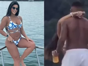 Quem é a morena que trocou beijos com o ex-BBB Davi Brito em festa em iate