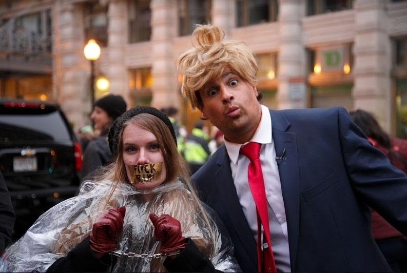 Em Washington vestido de Trump, Vesgo flagrou a ação de black blocks para o "Pânico" - Divulgação