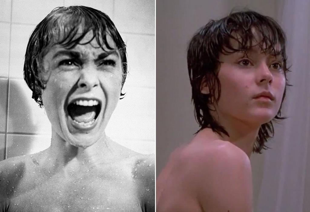 Janet Leigh em cena de "Psicose" (1960) e Meg Tilly em "Psicose - 2ª Parte" (1983) - Divulgação