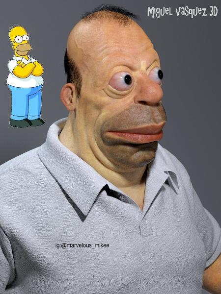 Miguel Vásquez imagina como seria Homer Simpson na vida real - Reprodução/Miguel Vásquez