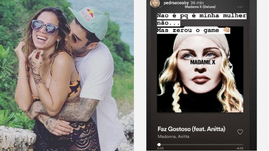 Pedro Scooby elogia música da namorada, Anitta, com Madonna - Reprodução/Instagram