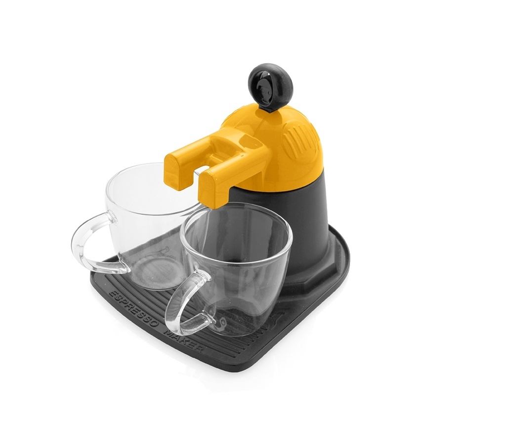 A cafeteira italiana Melitta tem design irreverente, mede 14,5 cm x 12 cm x 13 cm e é uma boa opção para os amantes do café "espresso". À venda na Lili Wood (www.liliwood.com.br) por R$ 99,90, com duas xícaras de vidro - Divulgação