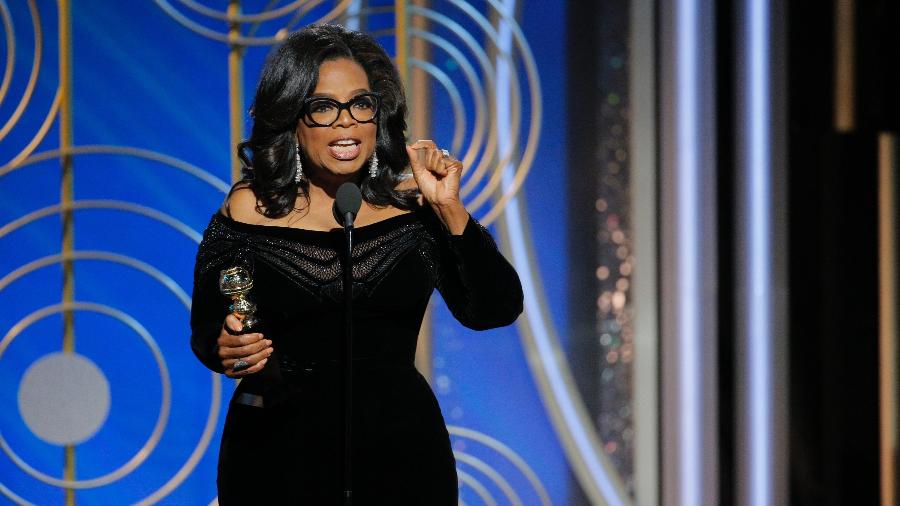 No Globo de Ouro, a apresentadora Oprah Winfrey fez um tributo emocionante às sobreviventes de abuso sexual - Getty Images