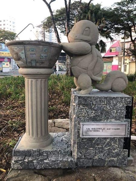 Squirtle foi a quarta estátua a aparecer em Suzano - Twitter/Reprodução
