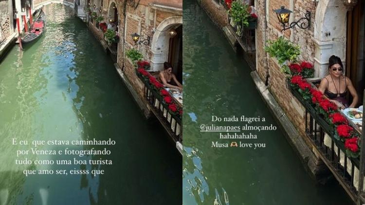 Como um paparazzo, Camila Queiroz flagrou Juliana Paes em Veneza