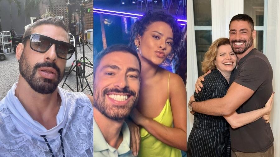 Cauã Reymond posa ao lado de Bella Campos e Debora Bloch