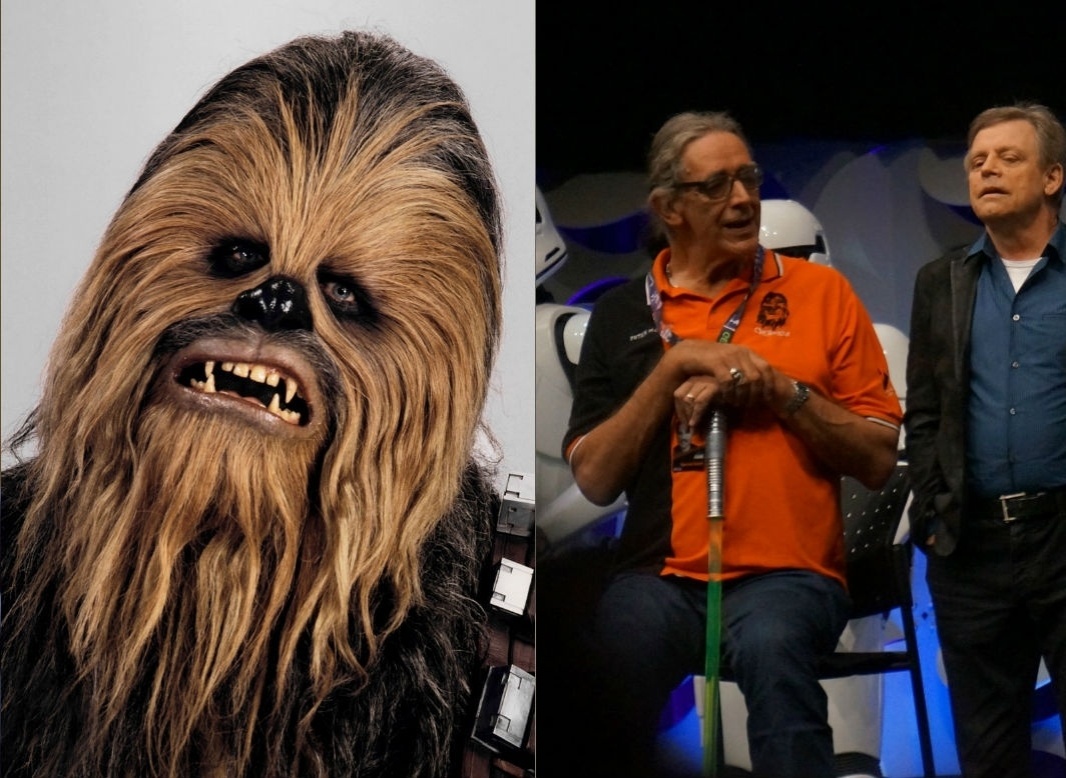 O antes e depois do ator Peter Mayhew, o Chewbacca, de "Star Wars" - Montagem/Reprodução