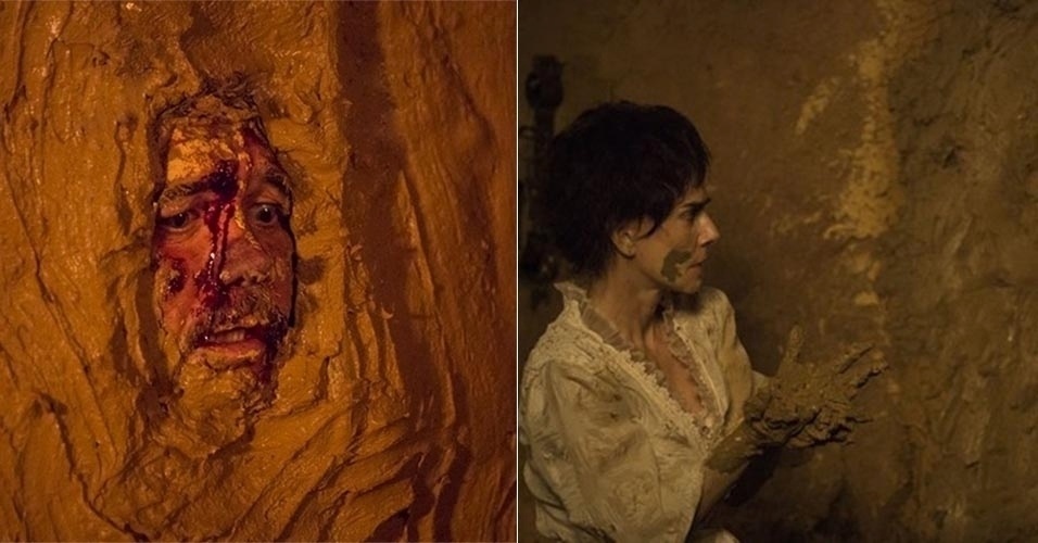 Emparedado, Terenciano (Jackson Antunes) abre os olhos quando tem apenas o rosto descoberto em "Liberdade, Liberdade" - Reprodução/GShow