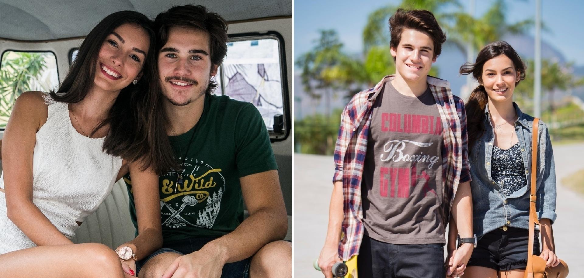Marina Moschen e Nicolas Prattes formam o casal Yasmin e Zac em "Rock Story", mas já foram Luciana e Rodrigo em "Malhação" - Montagem UOL/divulgação