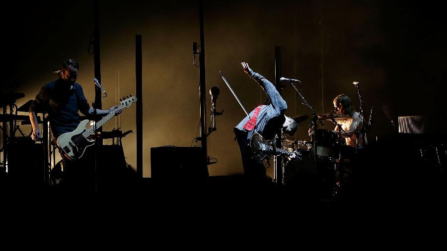 Os integrantes da banda Sigur Ros com o baterista Orri Páll Dyrason (dir.) - Mark Metcalfe/Getty Images
