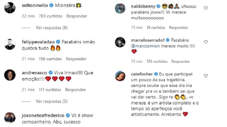Famosos parabenizam Mion pela ida para a Globo - Reprodução/Instagram - Reprodução/Instagram