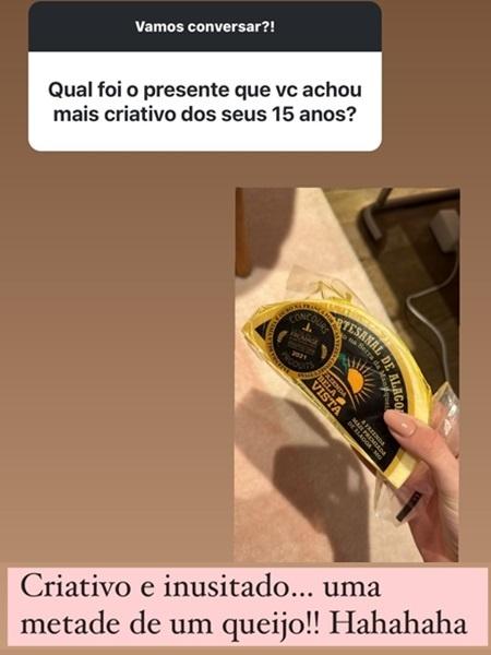 Rafaella Justus ganhou um queijo de presente de aniversário