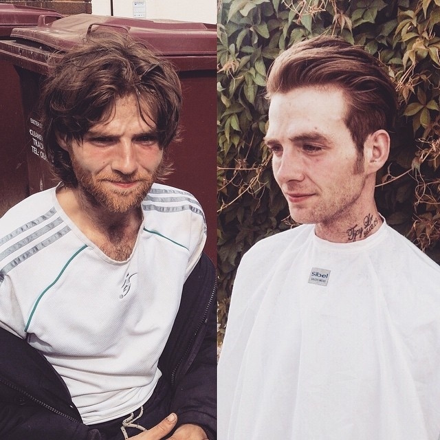 Cabeleireiro corta cabelos de moradores de rua - Reprodução/Instagram/@joshuacoombes