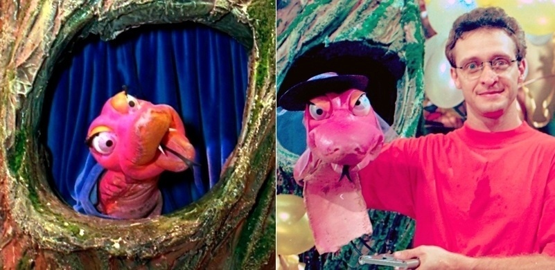 A voz de Celeste, famosa cobra de "Castelo Rá-Tim-Bum", não era de uma mulher. A personagem foi manipulada e dublada por Álvaro Petersen, que também interpretou Godofredo no programa da TV Cultura - Montagem/UOL