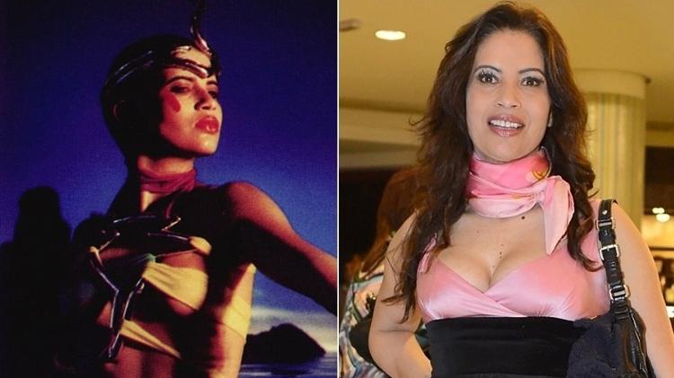 Isadora Ribeiro em 1987, na abertura do "Fantástico", e atualmente - Montagem/UOL - Montagem/UOL