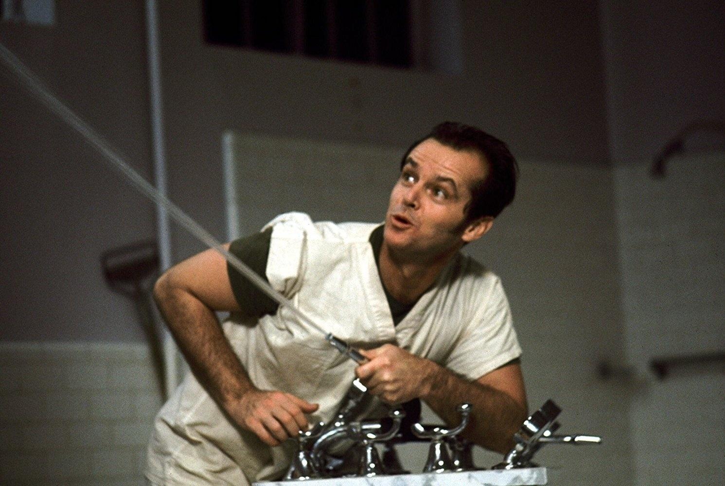 Jack Nicholson em cena de "Um Estranho no Ninho" (1975) - Divulgação