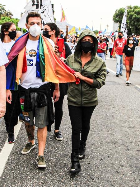 Samantha Schmütz participa de manifestação contra o governo Bolsonario no Rio de Janeiro - Fabricio Silva / AgNews