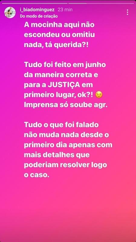 Resposta Bia Dominguez - Reprodução - Reprodução