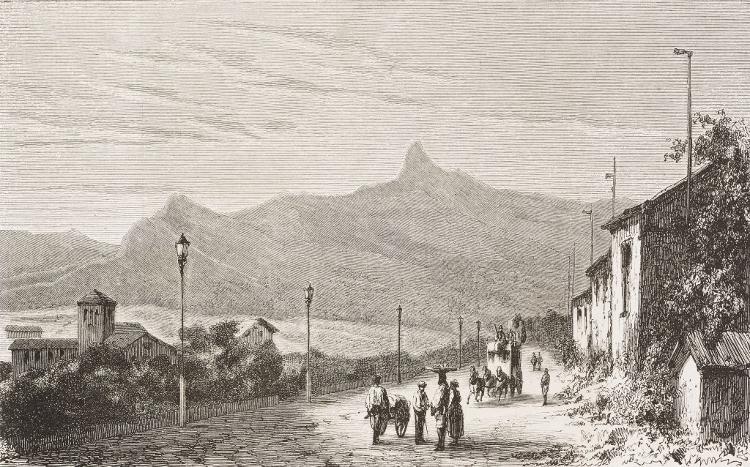 Rua da Glória em gravura de Auguste Francois Biard, de 1865