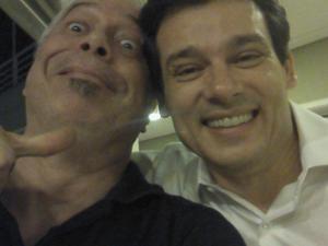 Paulo de Carvalho trabalha com Celso Portiolli no "Domingo Legal" - Arquivo pessoal/Paulo de Carvalho - Arquivo pessoal/Paulo de Carvalho